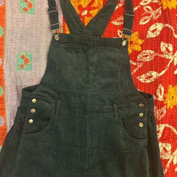 NWOT Dark Green Barrel Corduroy Overalls - Picture 7 of 7